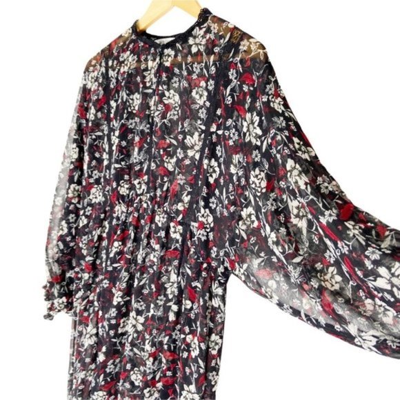 Zara Sheer Floral Boho Dress  Size M - Picture 6 of 7